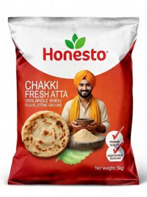 Honesto Chakki Fresh Atta – 100% Whole Wheat Flour Stone Ground for Soft Rotis