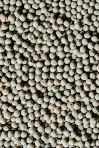 A close-up vertical shot of dried organic peas, ideal for healthy food concepts.
